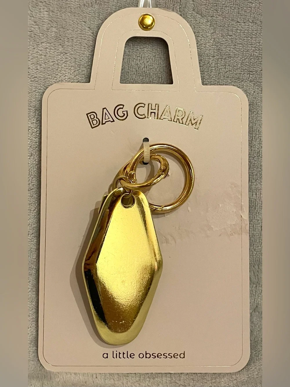 A Little Obsessed NWT Tini Time Motel Key Bag Charm Keychain Gold Tone Travel